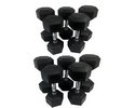 Tunturi Hexa Kurzhantelset 12 - 20 kg (total 160 kg, 5 Paar) Schwarz mit Silber