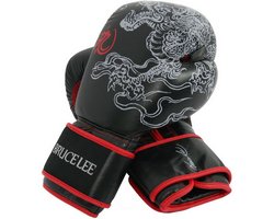 Bruce Lee Deluxe Boxing Gloves Boxhandschuhe Schwarz mit Rot 12 OZ