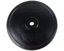 Gummierte 15 kg Tunturi Gewichtsscheibe 30 mm Schwarz