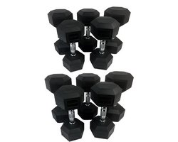 Tunturi Hexa Kurzhantelset 12 - 20 kg (total 160 kg, 5 Paar) Schwarz mit Silber