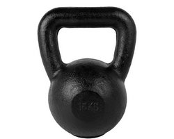 Tunturi Gusseisen Kettlebell mit Gummi Boden 16 kg Schwarz