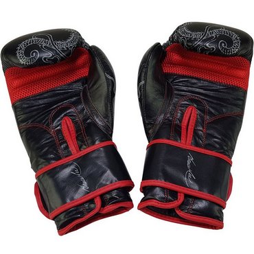 Bruce Lee Deluxe Boxing Gloves Boxhandschuhe Schwarz mit Rot 12 OZ 