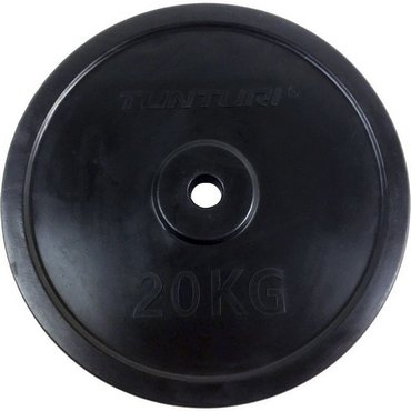 Gummierte 20 kg Tunturi Gewichtsscheibe 30 mm Schwarz 