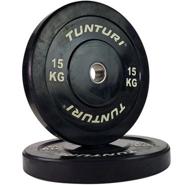 Tunturi Bumper Plate Hantelscheiben 50 mm 15 kg Schwarz 