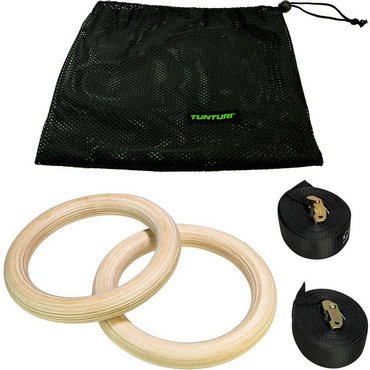 Tunturi Turnringe Gym Rings aus Holz Beige 