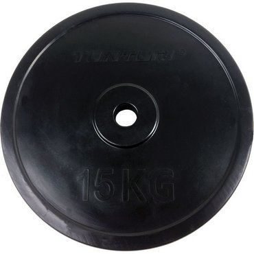 Gummierte 15 kg Tunturi Gewichtsscheibe 30 mm Schwarz 