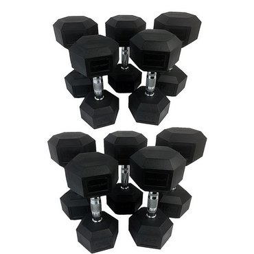 Tunturi Hexa Kurzhantelset 12 - 20 kg (total 160 kg, 5 Paar) Schwarz mit Silber 