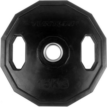 Tunturi 15 kg Hantelscheibe 50 mm, gummiüberzogen Schwarz 