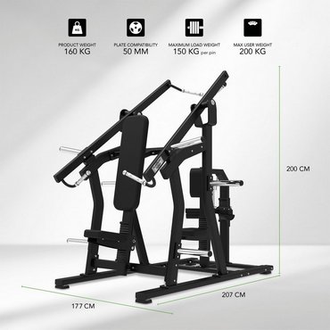 Tunturi Platinum Plate Loaded Dual Chest Press & Lat Pulldown Latzug Schwarz 