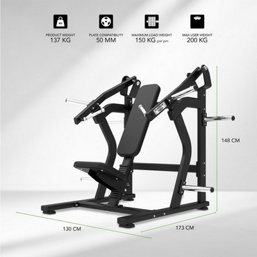 Tunturi Platinum Plate Loaded Incline Chest Press Bankdrückmaschine Schwarz 