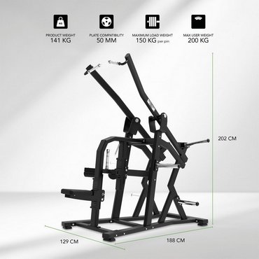 Tunturi Platinum Plate Loaded Wide Lat Pulldown Latzug Maschine Schwarz 