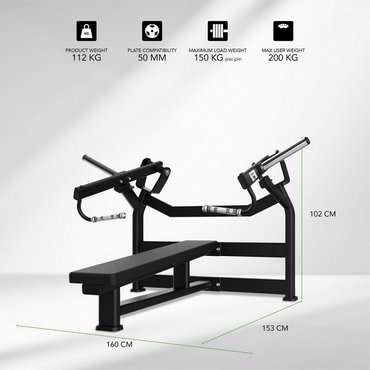 Tunturi Platinum Plate Loaded Horizontal Chest Press Flachbank Schwarz 
