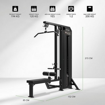 Tunturi Platinum Dual Lat Pulldown/Low row Kabelzugstation Schwarz 