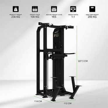 Tunturi Platinum Dual Assisted Chin Up & Dip- Klimmzugstation Schwarz 