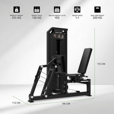 Tunturi Platinum Seated Leg Press / Beinpresse mit Gewichtsstapel Schwarz 