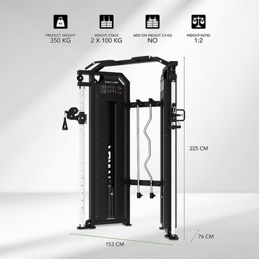 Tunturi Platinum Functional Trainer Multistation mit Gewichtsstapel Schwarz 