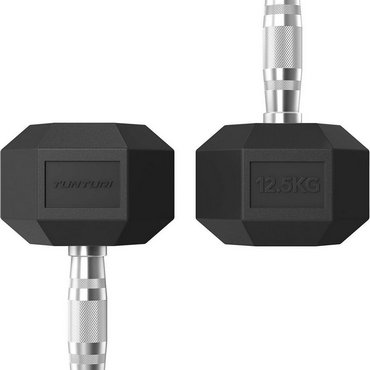 Tunturi Platinum Hexagon Kurzhantel 12.5 kg Schwarz mit Silber 