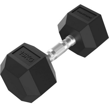 Tunturi Platinum Hexagon Kurzhantel 15 kg Schwarz mit Silber 