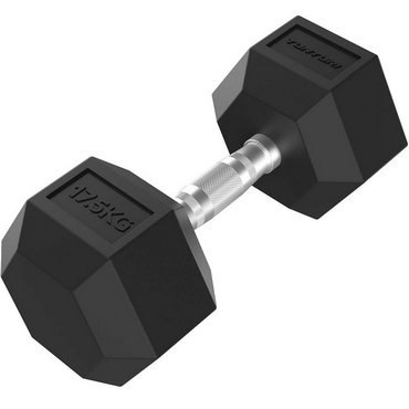 Tunturi Platinum Hexagon Kurzhantel 17.5 kg Schwarz mit Silber 