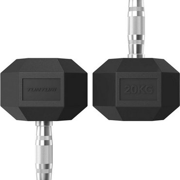 Tunturi Platinum Hexagon Kurzhantel 20 kg Schwarz mit Silber 