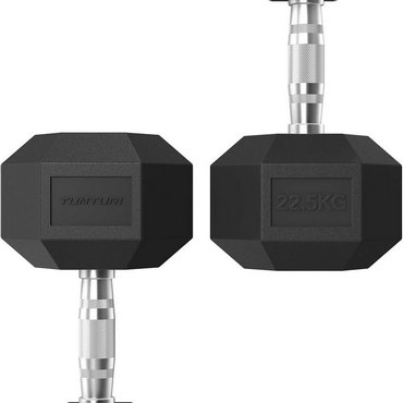 Tunturi Platinum Hexagon Kurzhantel 22.5 kg Schwarz mit Silber 