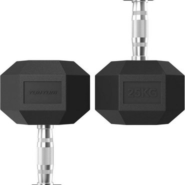 Tunturi Platinum Hexagon Kurzhantel 25 kg Schwarz mit Silber 