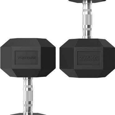 Tunturi Platinum Hexagon Kurzhantel 27.5 kg Schwarz mit Silber 
