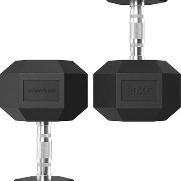 Tunturi Platinum Hexagon Kurzhantel 30 kg Schwarz mit Silber 