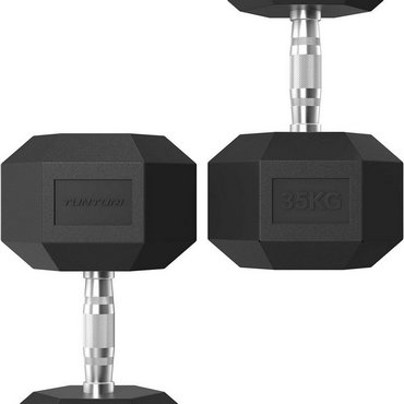 Tunturi Platinum Hexagon Kurzhantel 35 kg Schwarz mit Silber 