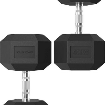 Tunturi Platinum Hexagon Kurzhantel 40 kg Schwarz mit Silber 