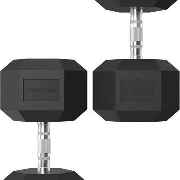 Tunturi Platinum Hexagon Kurzhantel 45 kg Schwarz mit Silber 