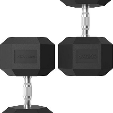 Tunturi Platinum Hexagon Kurzhantel 47.5 kg Schwarz mit Silber 